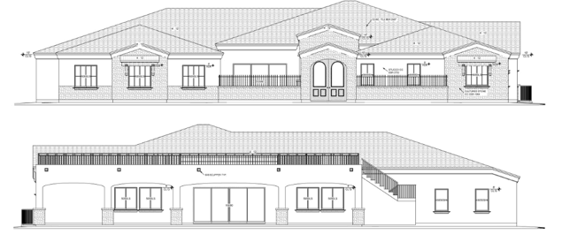 Luxury home elevation rendering of custom home built on the San Tan Mountains in Queen Creek Arizona by Resurrection Builders.